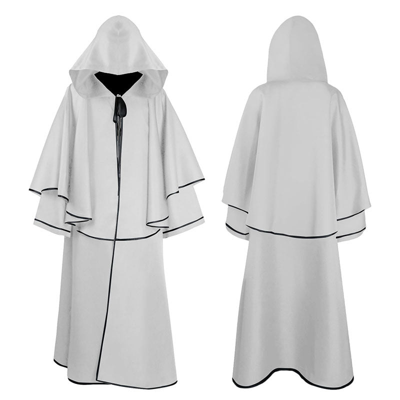 Unisex multi-layered hooded cloak with wide drape and satin ribbon closure Shop Velvia