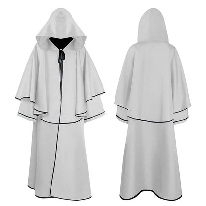 Unisex multi-layered hooded cloak with wide drape and satin ribbon closure Shop Velvia