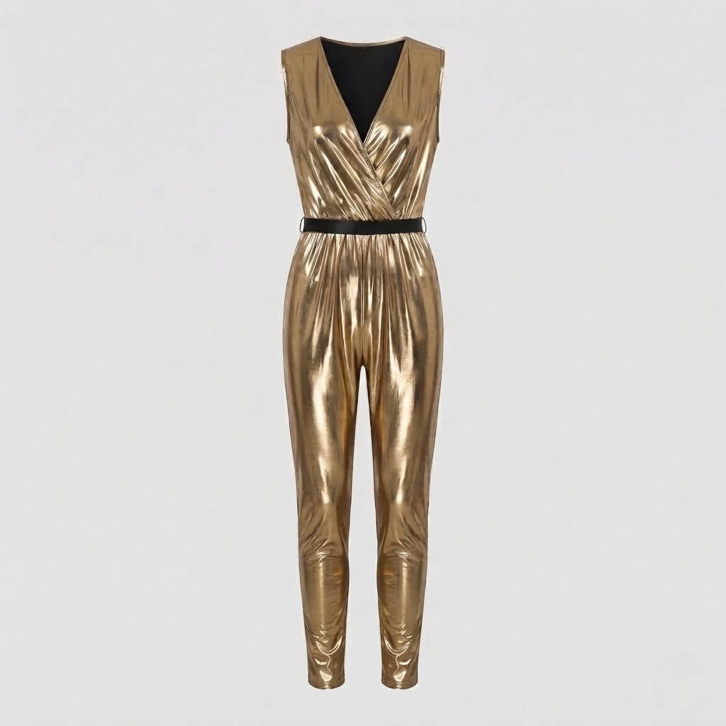 Men's Shiny Disco Costume made of Metallic Foil with Wide Pant Hem Shop Velvia