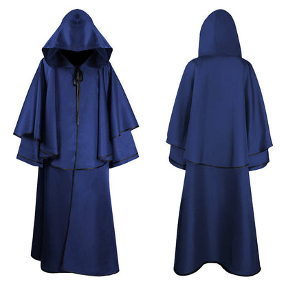 Unisex multi-layered hooded cloak with wide drape and satin ribbon closure Shop Velvia