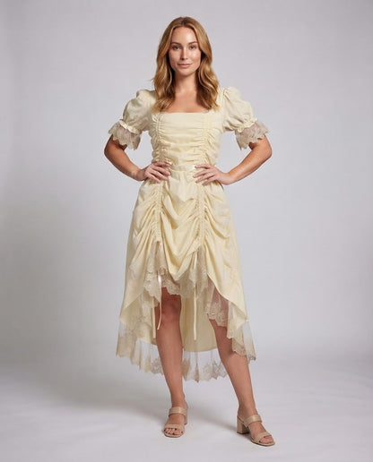 Women’s dress with ruffles and lace trim Shop Velvia