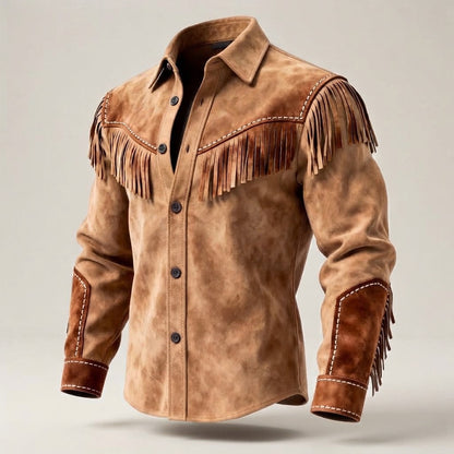 Men's Suede Fringe Shirt in Western Style Shop Velvia