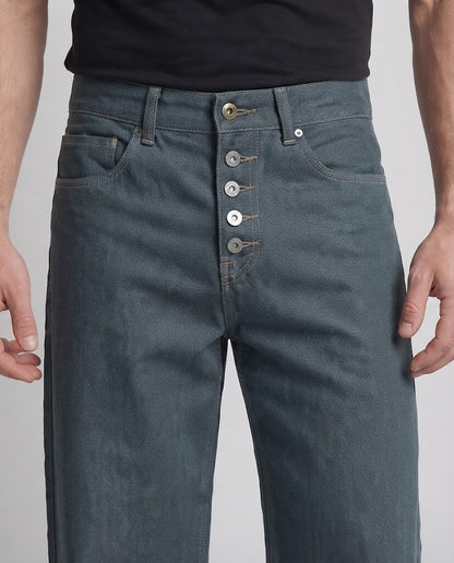 Men's Floor-Length Denim Baggy with Button Fly and Wide Palazzo Leg Shop Velvia