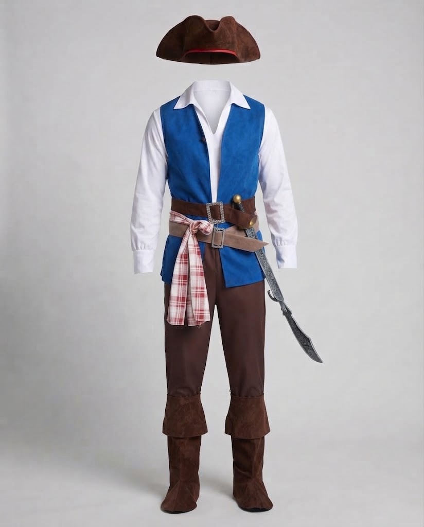 Men's pirate costume with authentic details and high-quality material Shop Velvia