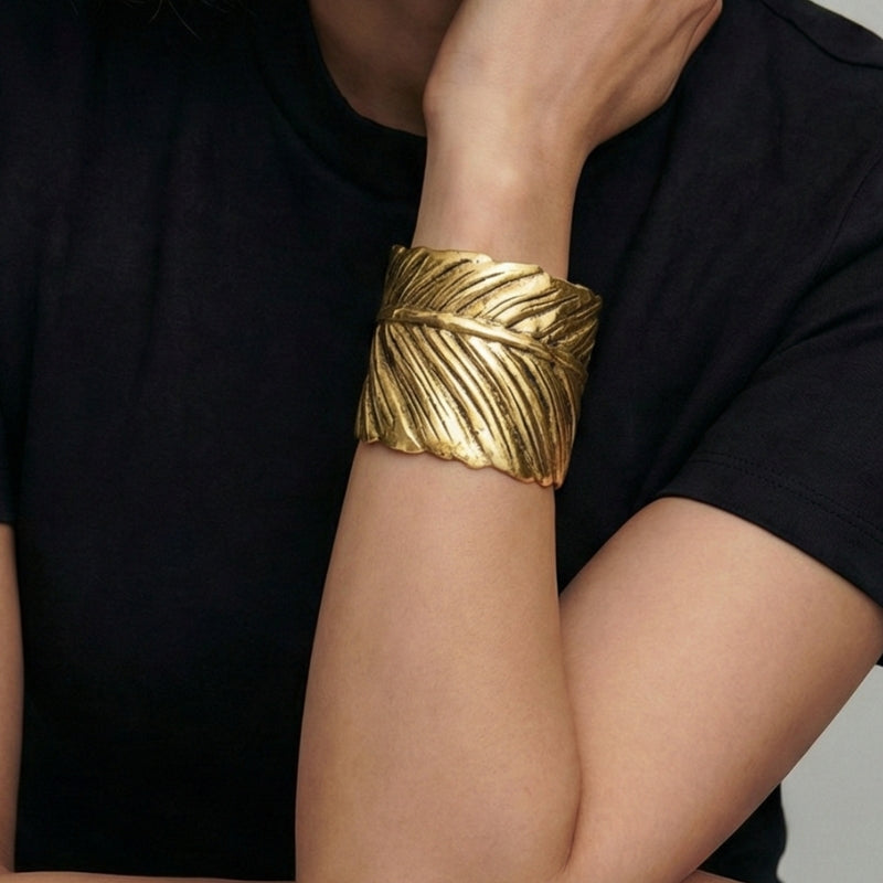 Women's Wide Bangle with Textured Surface