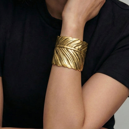 Women's Wide Bangle with Textured Surface