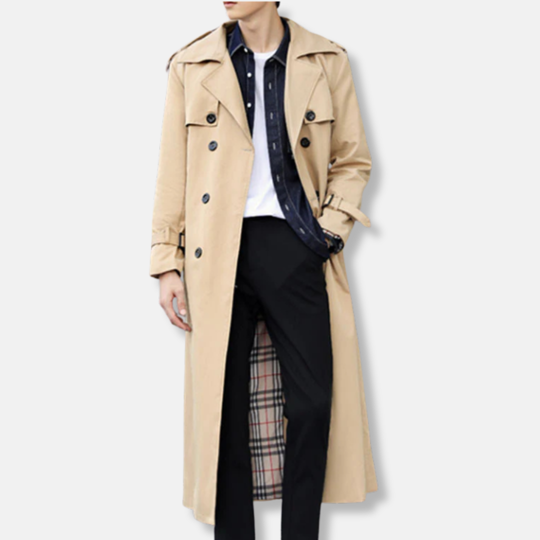 Shop Velvia | Trench coat Tailored Fit Double-breasted Belt Cotton Full Length