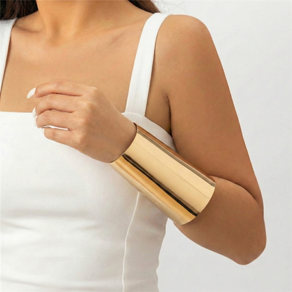 Women Wide Open Bangle in Shiny Metal Look