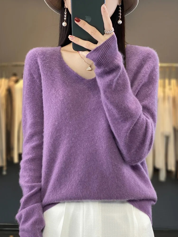 Shop Velvia | Cashmere Pullover Women Elegant V-neck, Soft & Comfortable