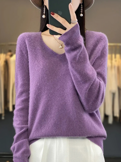 Shop Velvia | Cashmere Pullover Women Elegant V-neck, Soft & Comfortable