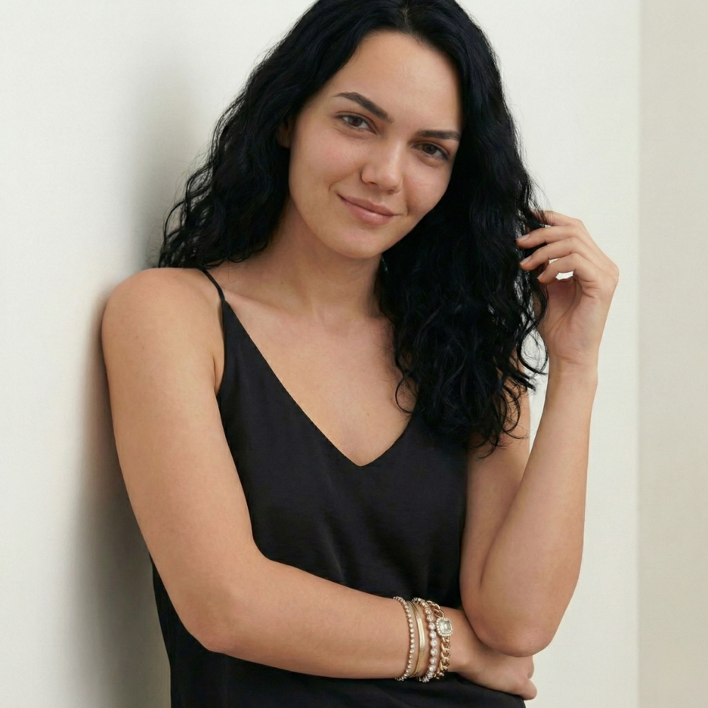 Women's Bracelet Set with Link Chain and Rhinestone Details