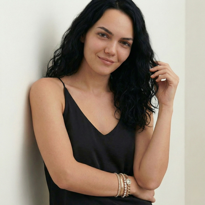 Women's Bracelet Set with Link Chain and Rhinestone Details