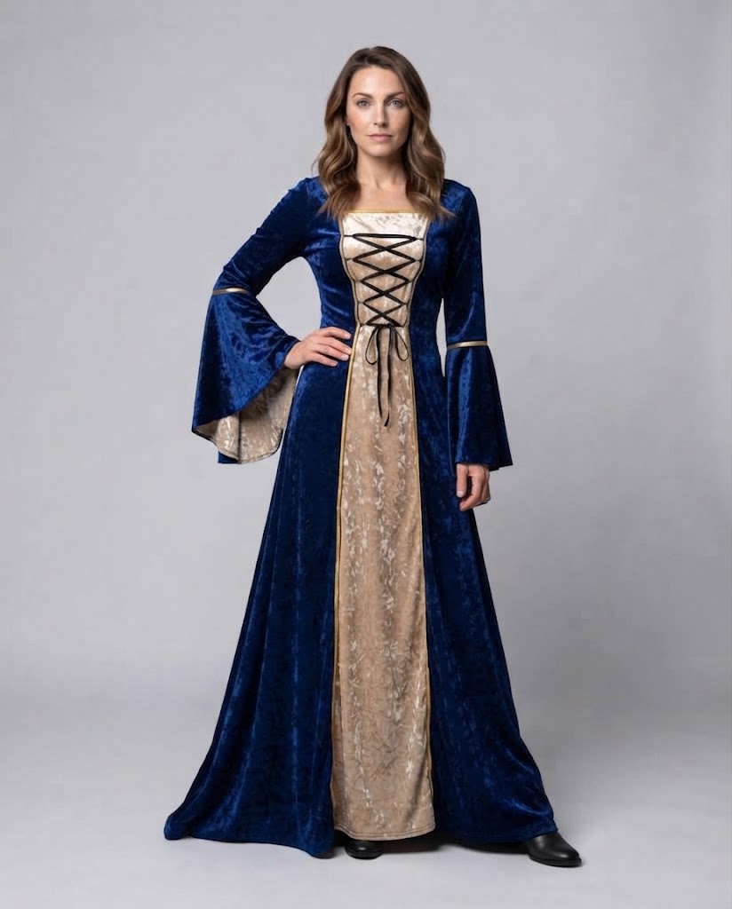 Women's elegant historical dress with flowing sleeves Shop Velvia