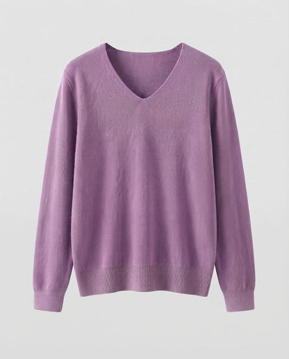 Women Fine Knit V-Neck Sweater made of Cozy Angora Mix Shop Velvia