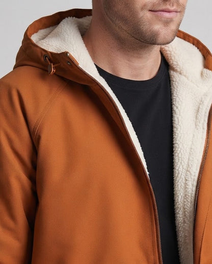 Men's Reversible Thermal Parka with Teddy Fleece Lining, Hood and Drawstring Shop Velvia