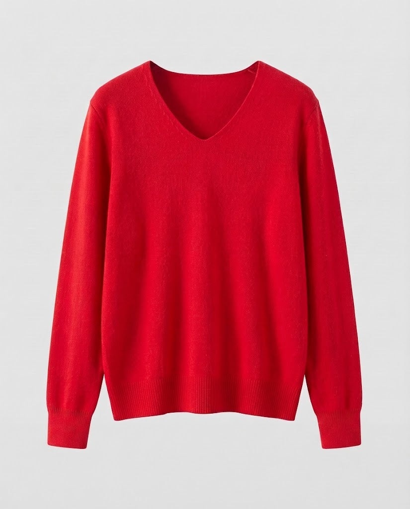 Women Fine Knit V-Neck Sweater made of Cozy Angora Mix Shop Velvia