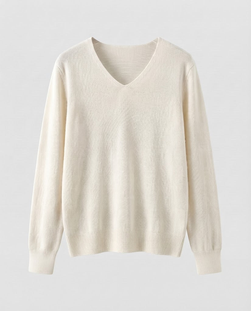 Women Fine Knit V-Neck Sweater made of Cozy Angora Mix Shop Velvia