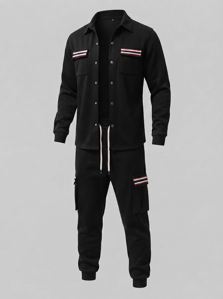 Men's cargo tracksuit with overshirt, drawstring and contrasting flap pockets Shop Velvia