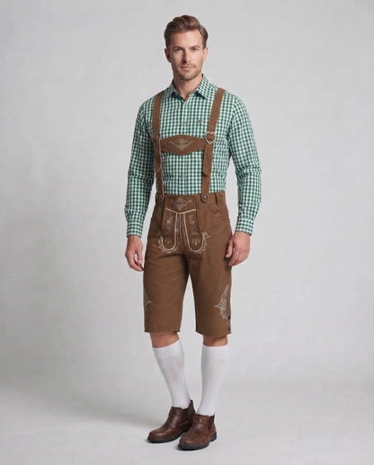 Men's traditional leather shorts with elaborate embroidery Shop Velvia