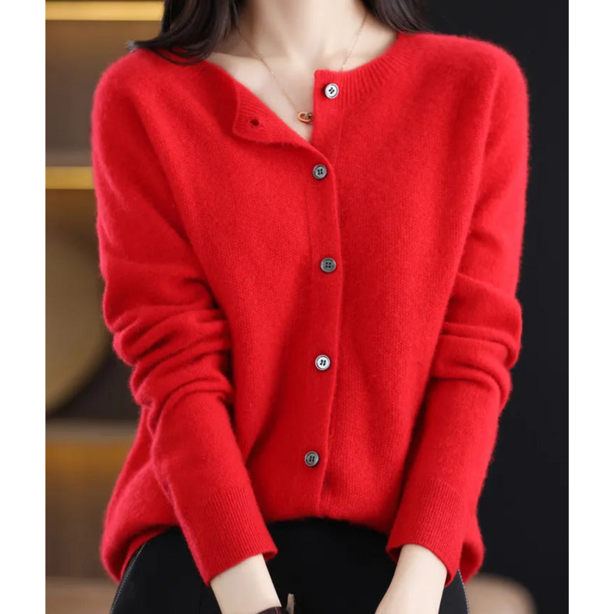 Shop Velvia | Merino Wool Women's O-Neck Cardigan Cashmere Sweater