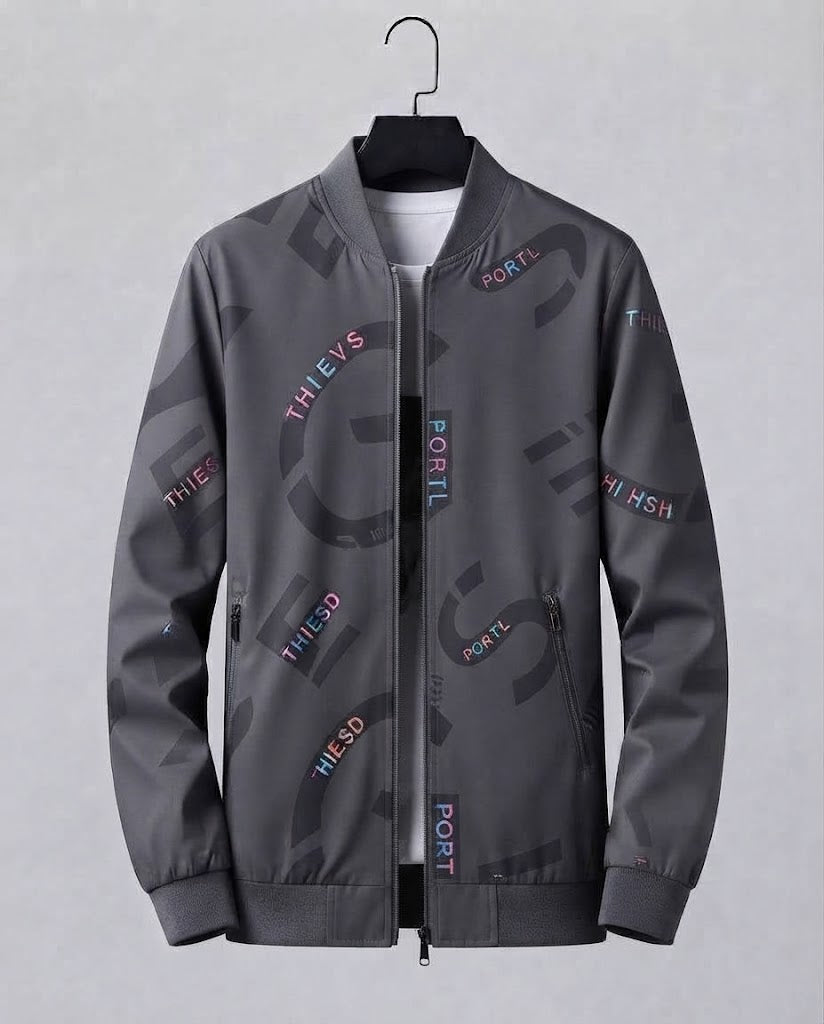 Men's Fashion Bomber Jacket with Colorful Lettering Shop Velvia