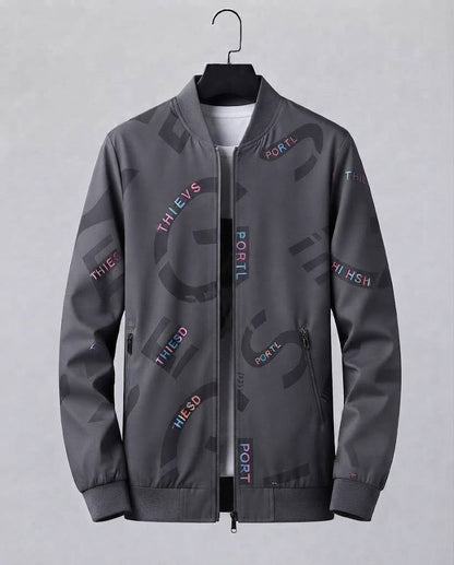 Men's Fashion Bomber Jacket with Colorful Lettering Shop Velvia