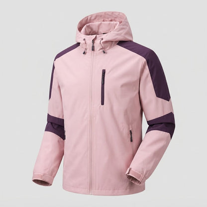 Men's lightweight water-repellent hooded softshell jacket with contrast stripes and chest zip Shop Velvia