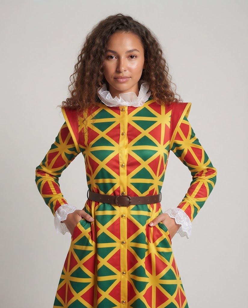 Women's Carnival Costume with Colorful Top, Pants, and Collar Shop Velvia