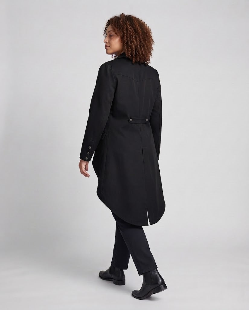 Women Long Coat with Asymmetric Cut and Elaborate Button Details Shop Velvia