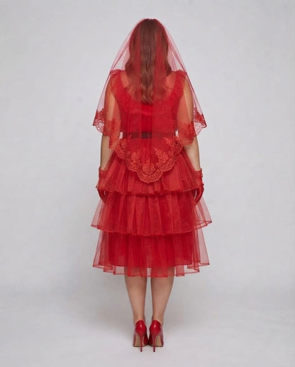 Women’s festive costume dress with voluminous tulle skirt and ruffles Shop Velvia