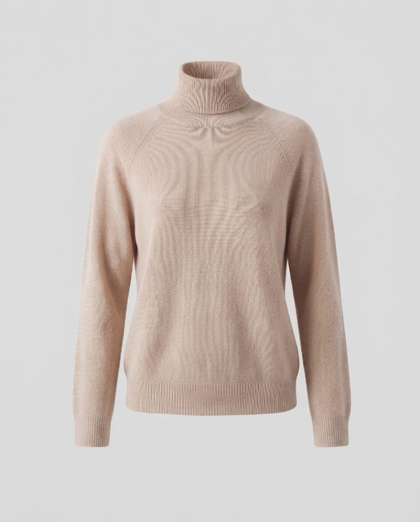 Women's fine knit turtleneck sweater made of cashmere blend with raglan sleeves and fine ribbed hem Shop Velvia