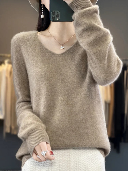 Shop Velvia | Cashmere Pullover Women Elegant V-neck, Soft & Comfortable