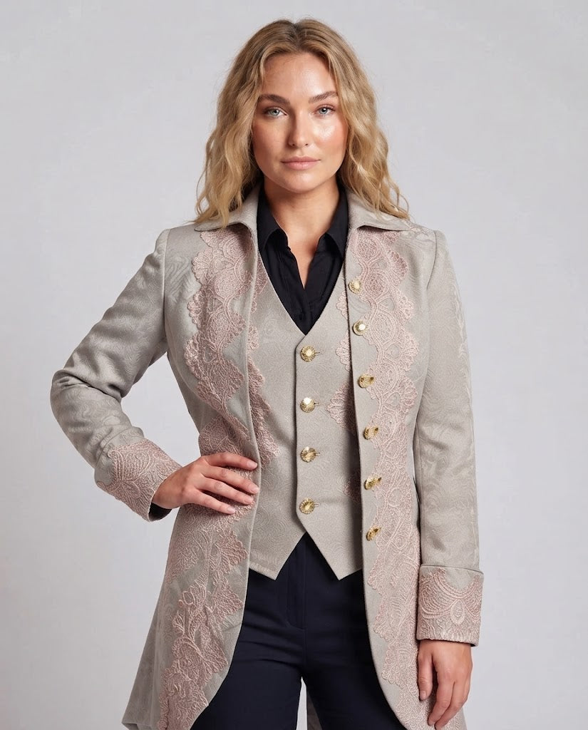 Women's Elegant Shop Velvia Jacket with Opulent Lace Embellishments Shop Velvia