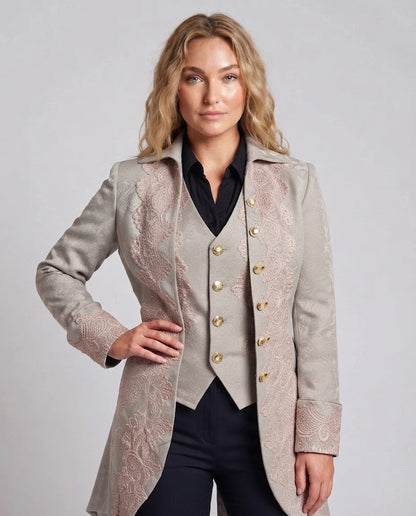 Women's Elegant Shop Velvia Jacket with Opulent Lace Embellishments Shop Velvia