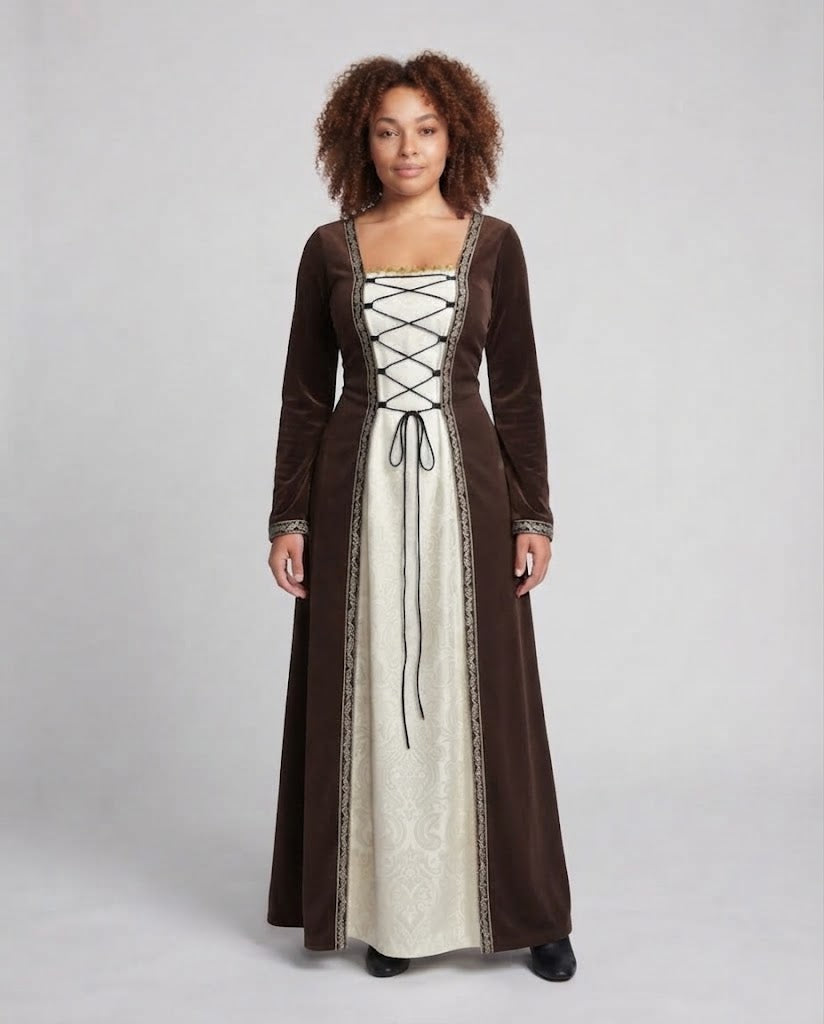 Women elegant medieval dress with shimmering accents Shop Velvia