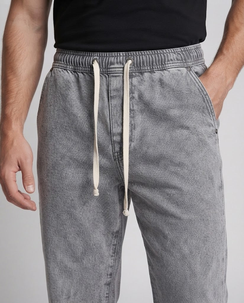 Men's wide baggy jeans with drawstring and deep crotch Shop Velvia