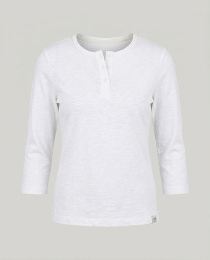 Women's Ribbed Henley Cropped Shirt with Three-Quarter Sleeves Shop Velvia