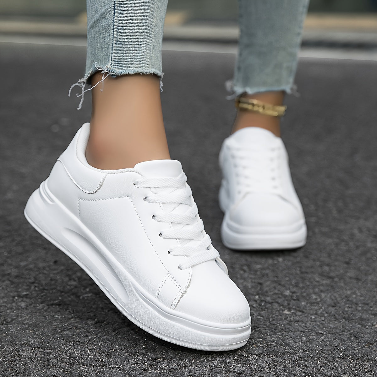 Shop Velvia | Clean White Leather Sneakers for Women, White