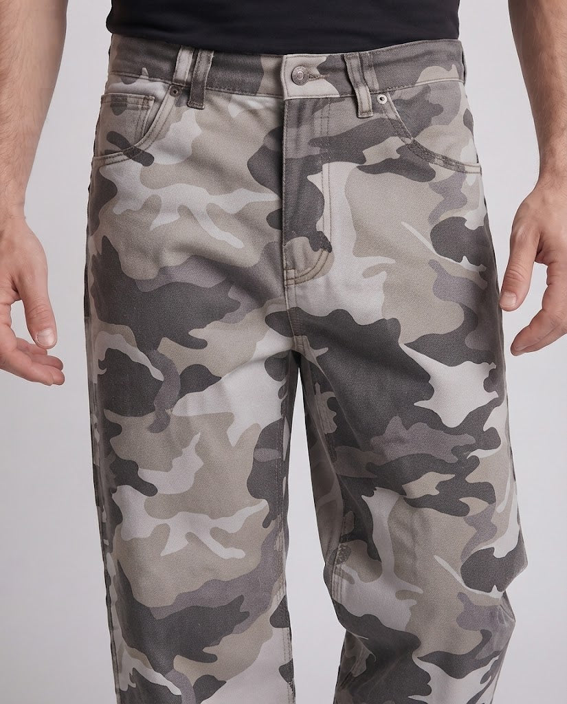Men's Loose Fit Camouflage Baggy Pants made of Cotton Twill with Straight Leg Shop Velvia