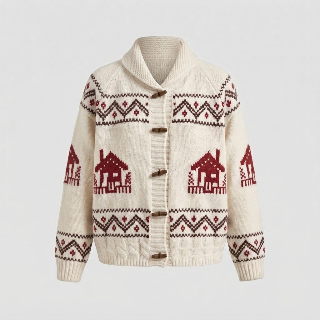 Women’s knitted cardigan with Norwegian pattern and toggle buttons Shop Velvia