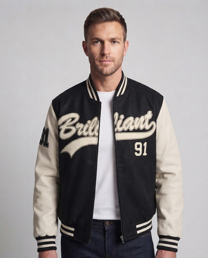 Men's Elegant Bomber Jacket with Embroidered Design Shop Velvia
