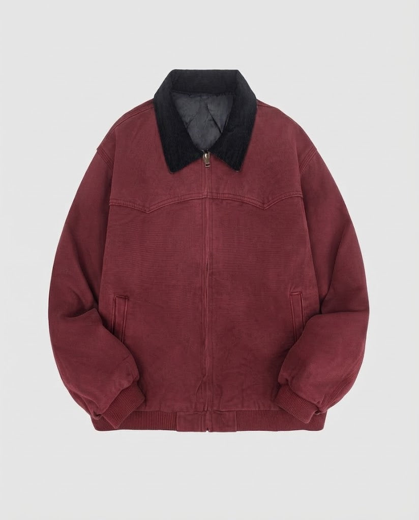 Men's padded canvas bomber jacket with teddy collar and thermal lining Shop Velvia