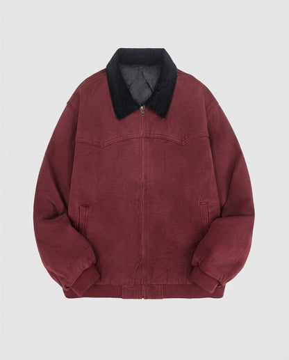 Men's padded canvas bomber jacket with teddy collar and thermal lining Shop Velvia