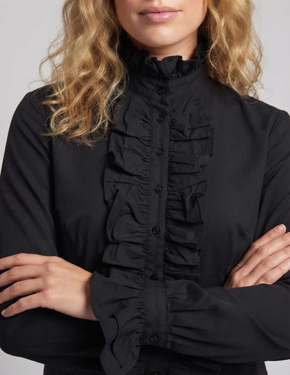 Women elegant lace blouse with ruffle details Shop Velvia
