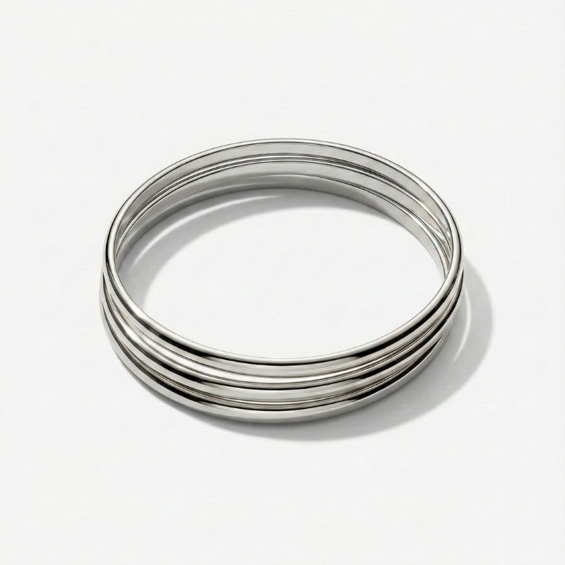 Ladies Multi-Strand Bangle Set with Polished Surface