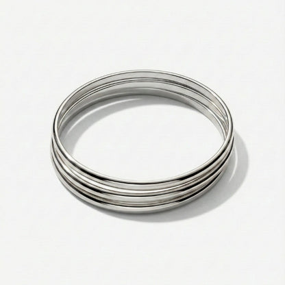 Ladies Multi-Strand Bangle Set with Polished Surface