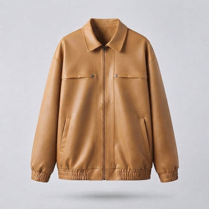 Men's Casual Faux Leather Jacket with Practical Pockets Shop Velvia