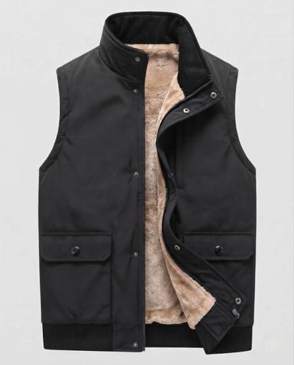 Men's Insulated Teddy Vest in Outdoor Utility Style with High Stand-Up Collar and Flap Pockets Shop Velvia