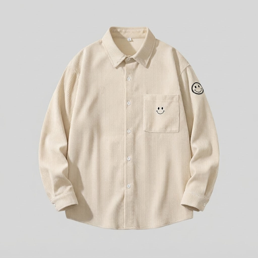 Men's Casual Cord Jacket with Casual Design and Smiley Detail Shop Velvia