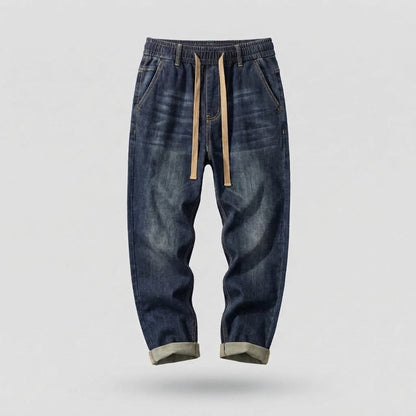 Men's Casual Denim Jogger Pants with Elastic Waistband and Drawstring Shop Velvia